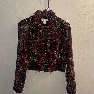 Christopher & Banks Red and Black Women's Cropped Blazer